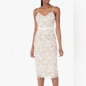 Dress the Population Cream ZNude and White Floral Dress size S-NWT